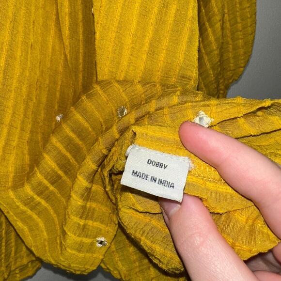 Ranna Gill x Anthropologie Mustard Embellished Long Sleeve Blouse Size Large - Picture 5 of 6